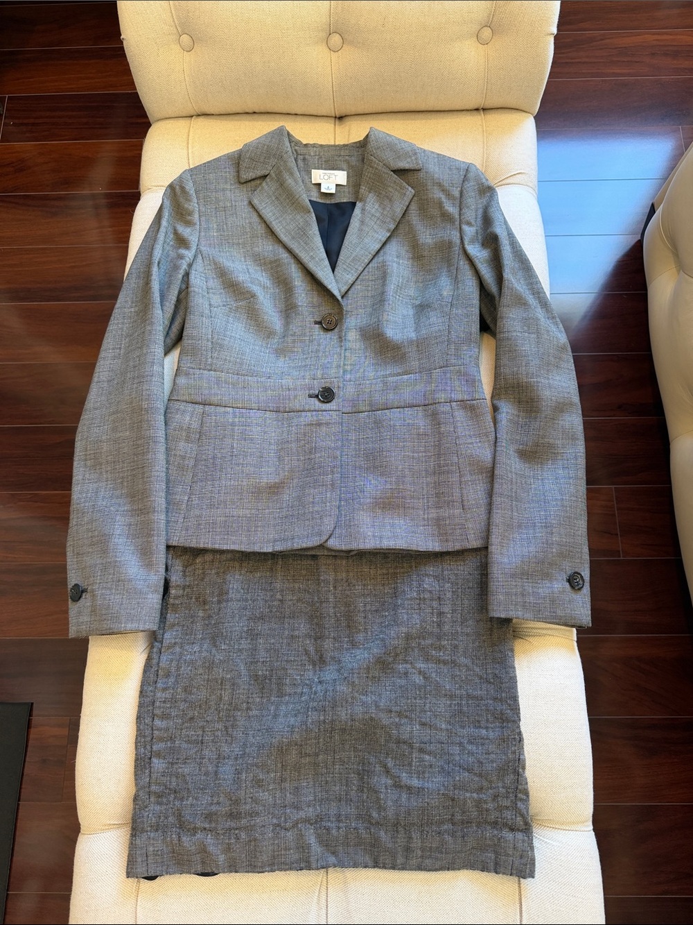 LOFT Gray Women's Two-Piece Tailored Blazer and Skirt